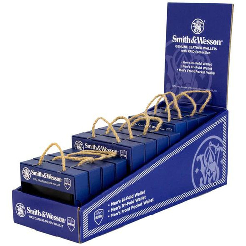 Smith & Wesson Men's Genuine Leather Wallet 12-Piece Counter Display Set