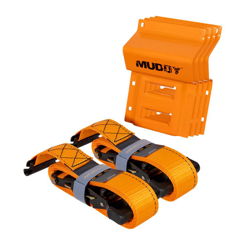 Muddy UTV Wheel Chock Tie-Down Kit Orange 2-Pack with Ratchet Straps