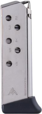 Mec-Gar Walther PPK Handgun Magazine .380 ACP Carbon Steel Tube Nickel 6-Round