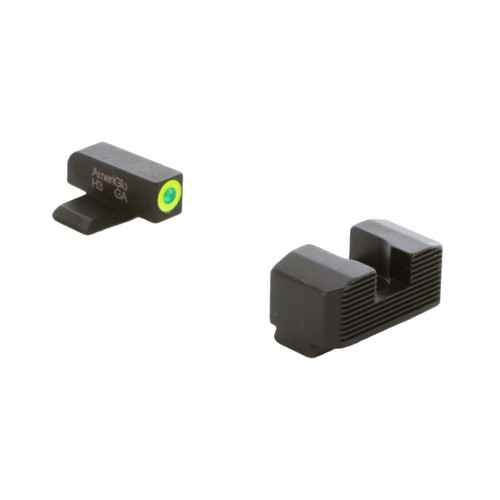 Ameriglo Green Tritium LumiGreen Front Black Serrated Rear Sights for Hellcat Standard