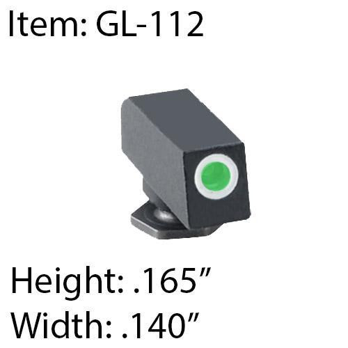 Ameriglo Classic Tritium Night Sight Front for Glock - Green Tritium White Outline