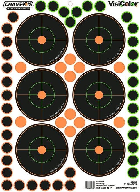 3-Inch Bulls Eye Shooting Target 5-Pack with 150 Pasters