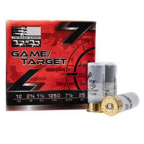 Veteran Ammo 12 Gauge VETSS12G7.511/8OZ 2.75" 1-1/8oz 7.5 Shot
