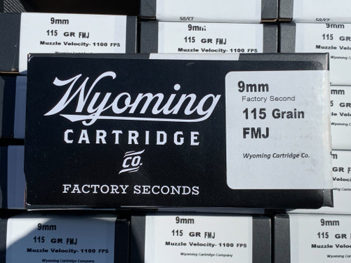 Wyoming Cartridge CO. 9mm Luger 115 Grain Full Metal Jacket(FMJ) Factory Seconds