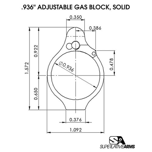 AR-15 Solid Adjustable Gas Block (UPC 850011846520)