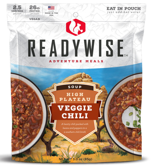 ReadyWise High Plateau Veggie Chili Soup Freeze-Dried Pouch 2.5 Servings 6 Pack