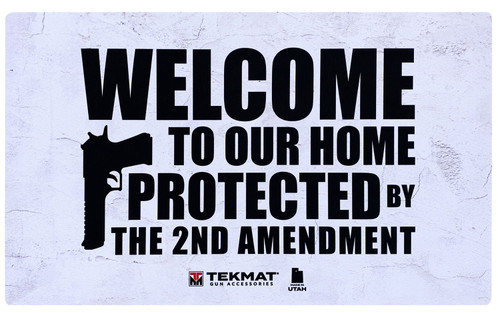 TekMat 2nd Amendment Door Mat White/Black Rubber 42" x 25" Weather Resistant Dye Sublimated