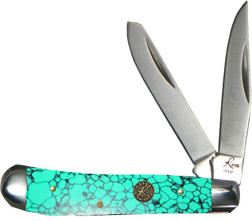 ABKT Roper Stone Peanut 2-Blade Folding Knife with Sea Foam Handles