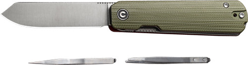 CIVIVI Sendy Folding Knife 2.83" Milled Green G10 Handle Red Accents Clam Pack