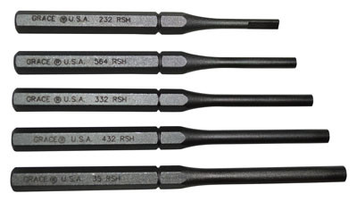 Grace USA 5-Piece Roll Pin Holder Punch Set Steel USA Made