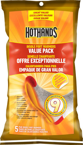 HotHands Insole Foot Warmers 5-Pair Bag 9-Hour Adhesive Heat
