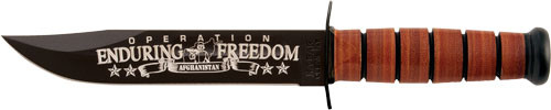 KA-BAR USMC OEF Afghanistan Commemorative 7" Fixed Blade Knife with Leather Sheath