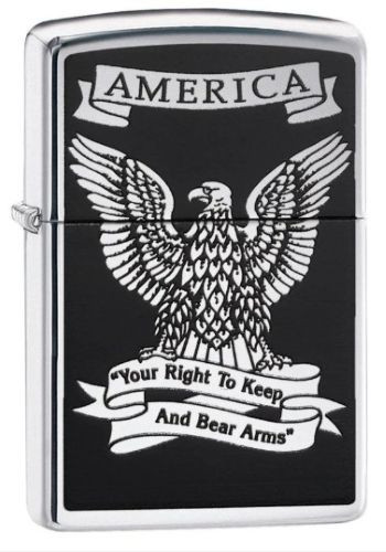 Zippo Windproof Lighter - Eagle Right to Bear Arms Design