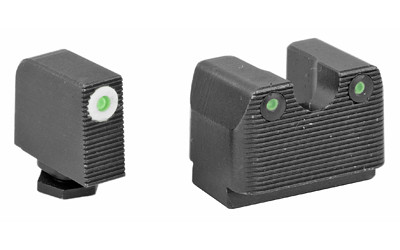 Rival Arms Tritium 3-Dot Night Sight Set, Green, Fits Glock MOS 17/19, White Front Ring, QPQ Finish