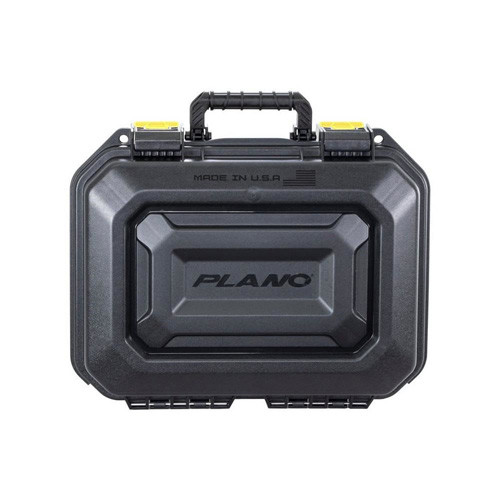 Plano All Weather 2 Pistol Case 14x10x5 Pluck Foam Black Yellow PLA118LG