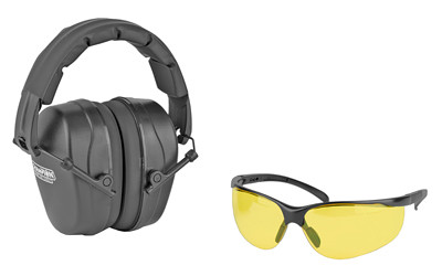 Champion 40626 Shooting Combo Kit Black Passive Earmuff with Amber Lens Glasses