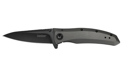 Kershaw GRID Folding Knife, 3.7" Modified Drop Point, 8Cr13MoV Steel, Black-Oxide, SpeedSafe, Steel Handle 2200