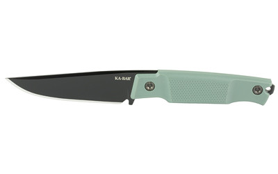 KA-BAR Apex Fixed Blade Knife 5500, 3.9" Clip Point, D2 Steel, 8.43" OAL, Matte Black, Green Glass Filled Nylon Handle, Includes Sheath