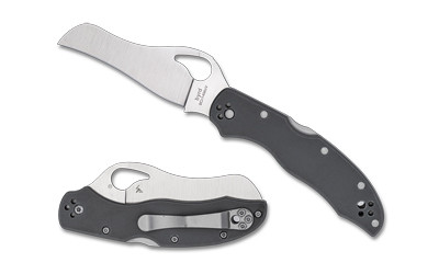 Spyderco Gooney Folding Knife, 3.46" Hawkbill/Reverse S Blade, 9Cr14MoV Steel, Gray G-10 Handle BY24GPGY