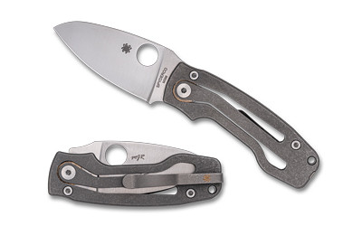 Spyderco PITS 2 SLIPIT Folding Knife, 2.74" Drop Point, M398 Steel, Gray Titanium Handle C269TIP