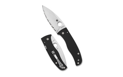 Spyderco Bodacious Folding Knife, 3.66" CPM-S30V SpyderEdge Serrated Blade, Black G-10 C263GS