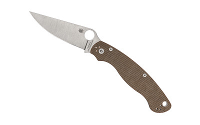 Spyderco Military 2 Folding Knife 4" Blade CPM CRU-WEAR Tool Steel Plain Edge Brown Micarta Handle Satin Finish C36MPCW2