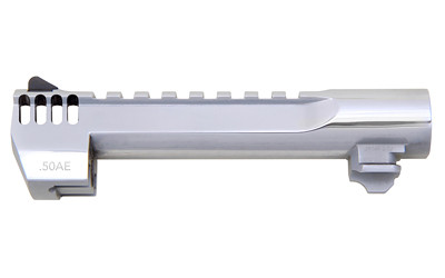 Magnum Research Barrel, .50 Action Express, 6", Picatinny Accessory Rail, With Muzzle Brake, Fits Desert Eagle MK XIX 50AE, Polished Chrome Finish, Silver BAR506PCIMB