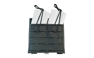 Grey Ghost Gear Double AR-15 Mag Pouch, Black, Laminate, Open-Top Bungee Retention, 2 MALICE Clips Included 1086-2