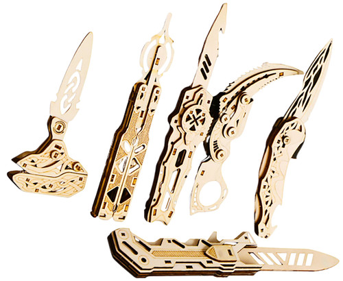 Caliber Gourmet Wood Knife Puzzles 6 Pack Brown Sustainable Wood CBG-PZ-03K