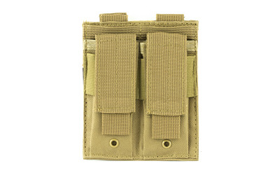 NcSTAR Double Pistol Magazine Pouch, Tan Nylon, MOLLE Straps, Fits Two Double Stack Pistol Mags CVP2P2931T