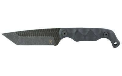 Stroup Knives BRAVO 5 Fixed Blade Tanto Knife, 3.5" Blade, 1095 Carbon Steel, Black G10, Kydex Sheath, B5T-B-G10
