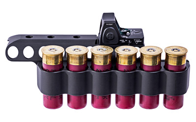 Mesa Tactical SureShell 6-Shell Side Saddle with Trijicon RMR Mount, Benelli M4 12 Gauge, Aluminum, Black 95220