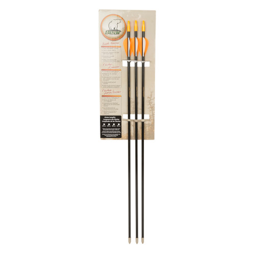 Bear Brave Youth Fiberglass Arrows 3 Pack Factory Fletched with Glue-On Nocks and Points