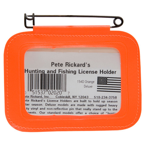 Rickards Blaze Orange Hunting License Holder Single Heavy-Duty Vinyl