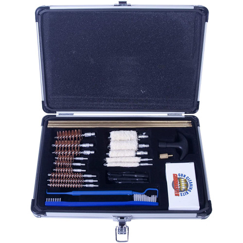 Gunmaster Universal Select Cleaning Kit, Wooden Case, .22 Cal and Larger, 30 Piece