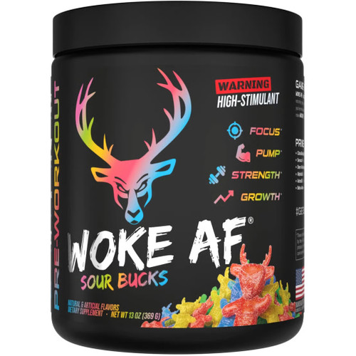 Bucked Up Woke AF Pre-Workout Sour Bucks Flavor 30 Serving Tub