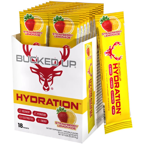 Bucked Up Hydration 2.0 Strawberry Electrolyte Drink Powder 18 Stick Packs