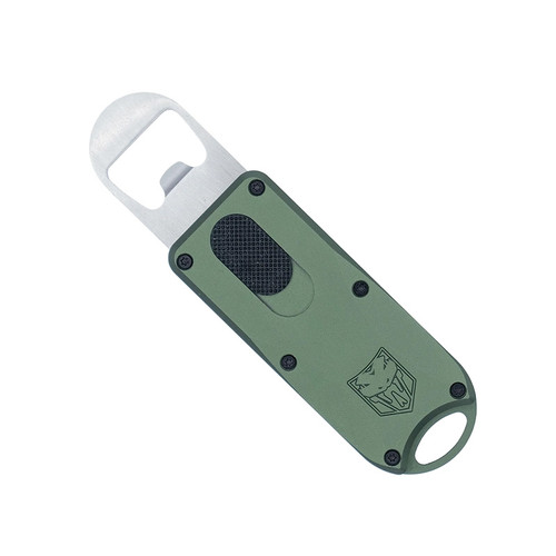 CobraTec OTF-Style Bottle Opener OD Green Anodized Aluminum with Pocket Clip