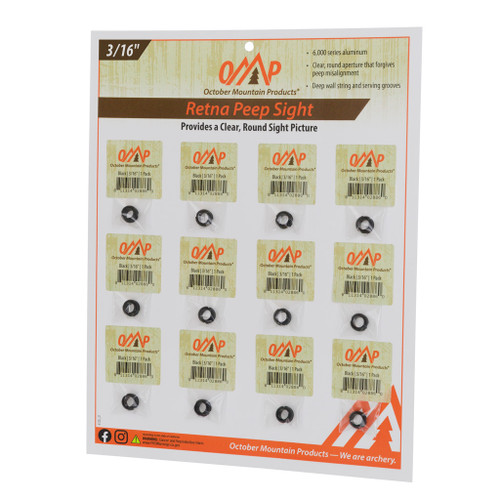 October Mountain Retna Peep Sight Black 3/16 in. 12-Pack