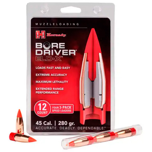 Hornady Bore Driver Muzzleloader Bullet 45 Cal 280 gr ELD-X 12 Rounds