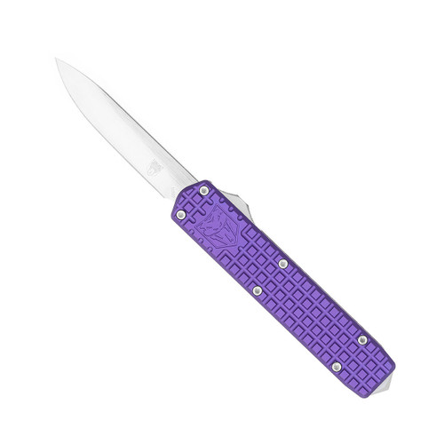 CobraTec Small Warrior Purple M390 OTF Knife - Drop Point Non-Serrated