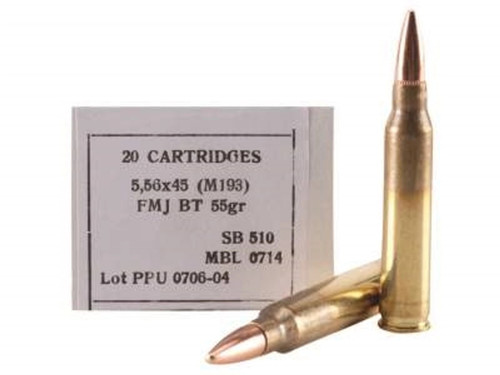 PPU 5.56x45 NATO M193 55gr FMJ Ammo