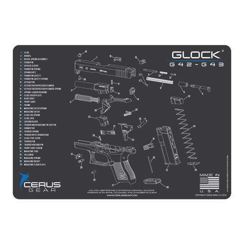 Glock 42-43 Schematic Gun Cleaning ProMat - Charcoal Gray