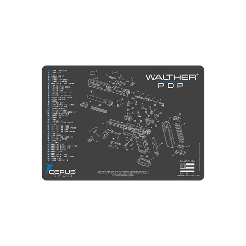 Walther PDP Schematic Handgun Cleaning Mat - Charcoal Gray