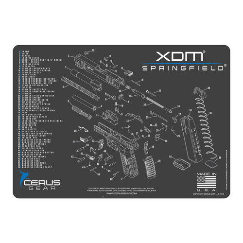Springfield XDM Schematic ProMat Charcoal Gray 12x17 Inch