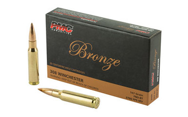  308B Bronze 308 Win 147 Gr Full Metal Jacket Boat Tail (FMJBT) Ammo