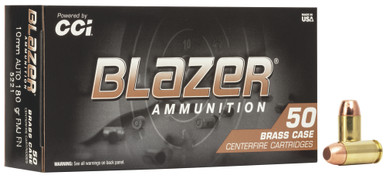  5221 Blazer Brass 10mm Auto 180 Gr Full Metal Jacket (FMJ) Ammo