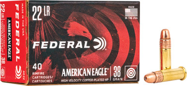 rican Eagle AE22 Copper Plated/HV Copper Plated Hollow Point 38 Grain .22 Long Rifle 1260 Fps Ammo