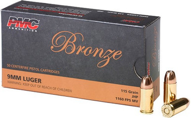  9B Bronze Jacketed Hollow Point 115 Grain 9mm Luger/Parabellum 1160 Fps Ammo