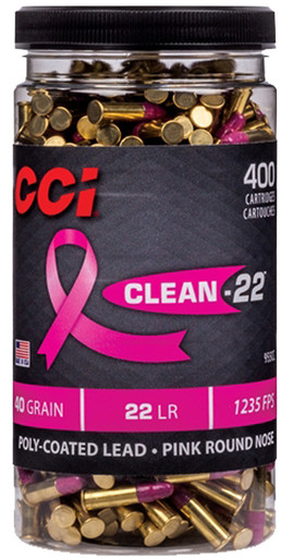  955CC Clean-22 Pink Lead Round Nose 40 Grain .22 Long Rifle 1235 Fps Ammo